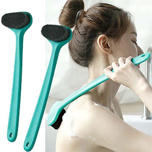 INGVY Dry Brushing Body Brush Improve Skin Health and Beauty Brushing Back Scrubber Gentle Exfoliation Bath Brush Long Handle Handheld Oval Head