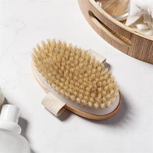 INGVY Dry Brushing Body Brush Natural Bristle Brush Soft Wet Dry Skin Body SPA Brush Bath Massager Home