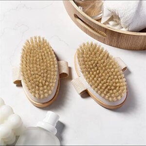 INGVY Dry Brushing Body Brush Natural Bristle Brush Soft Wet Dry Skin Body SPA Brush Bath Massager Home