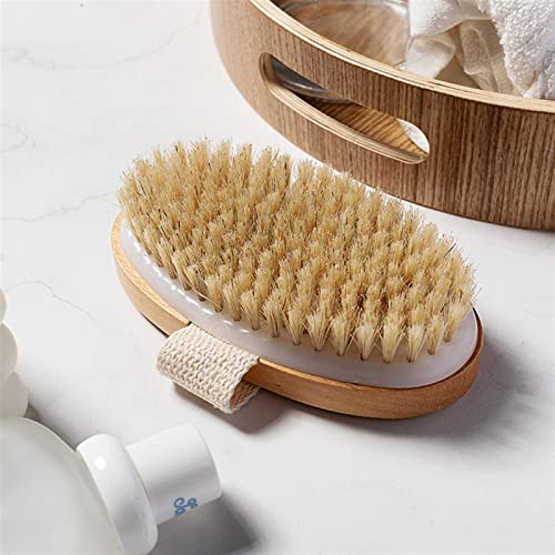 INGVY Dry Brushing Body Brush Natural Bristle Brush Soft Wet Dry Skin Body SPA Brush Bath Massager Home