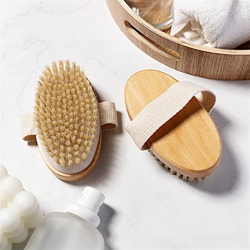 INGVY Dry Brushing Body Brush Natural Bristle Brush Soft Wet Dry Skin Body SPA Brush Bath Massager Home
