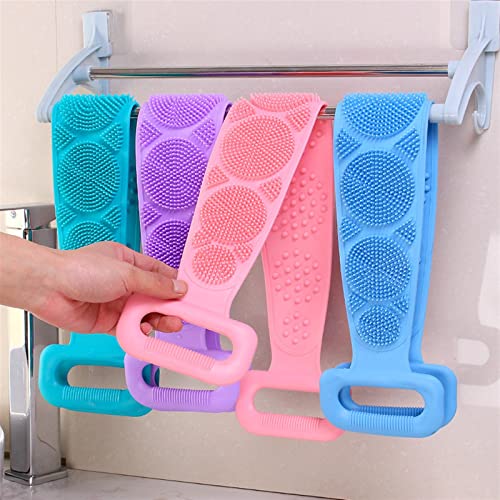 INGVY Dry Brushing Body Brush Body Sponge Silicone Brushes Bath Towels Body Scrubber Rubbing Back Peeling Massage Shower Extended Scrubber Skin Clean Brushes (Color : Green)