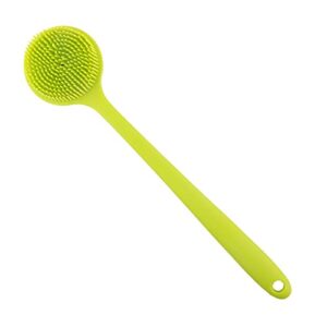 ingvy dry brushing body brush cepillo de baño de mango largo, masajeador corporal, cepillo de silicona para el cuidado de la piel, cepillos de ducha (color : green)