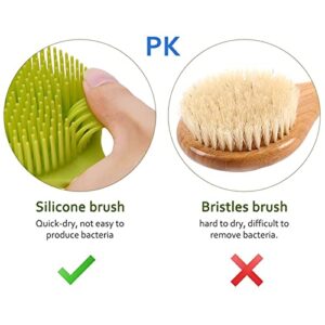 INGVY Dry Brushing Body Brush Cepillo de baño de Mango Largo, masajeador Corporal, cepillo de silicona para el cuidado de la piel, cepillos de ducha (Color : Green)
