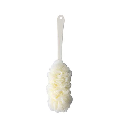 INGVY Dry Brushing Body Brush Long Handle Bath Brush Enlarged Bath Ball Flower Back Scrubber Body Brush Wash Sponge Exfoliating Shower Rich Foam Bath Sponge (Color : Beige)