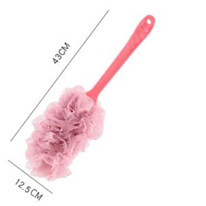 INGVY Dry Brushing Body Brush Long Handle Bath Brush Enlarged Bath Ball Flower Back Scrubber Body Brush Wash Sponge Exfoliating Shower Rich Foam Bath Sponge (Color : Beige)