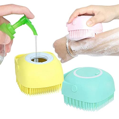 INGVY Dry Brushing Body Brush Bath Brush with Hook Soft Silicone Foot Brush Cleaning Mud Dirt Remover Massage Back Scrub Showers Bubble Non-Toxic Brushes (Color : Yellow)