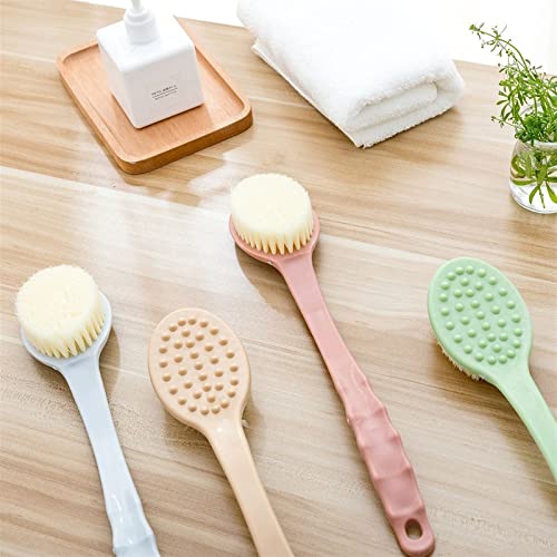 INGVY Dry Brushing Body Brush Bath Brush Body Exfoliating Scrubber Long Handle Body Back Massage Shower SPA Foam Bath Accessories Body Cleansing Brush (Color : Green)