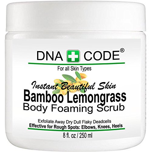 DNA Code-Magic Bamboo Lemongrass Body Foaming Scrub Cleanser,Exfoliate Away, Dirt, Deadcells, Dry Flaky, Dulling Skin