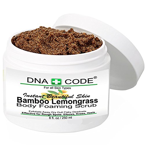 DNA Code-Magic Bamboo Lemongrass Body Foaming Scrub Cleanser,Exfoliate Away, Dirt, Deadcells, Dry Flaky, Dulling Skin