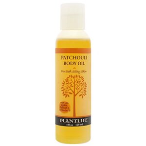 plantlife patchouli body & bath oil with vitamin e, apricot & jojoba- 4 oz.