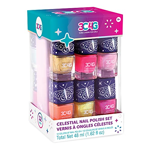 Three Cheers for Girls - Celestial 12-Pack Nail Polish Tower - Nail Polish Set for Girls and Teens - Includes 12 Vibrant Colors - Non-Toxic Nail Polish for Kids - Ages 8+