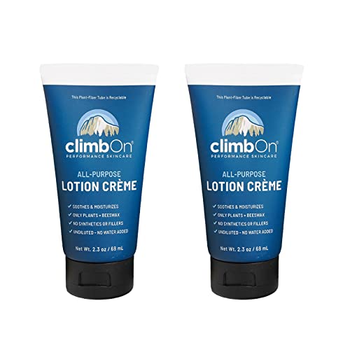 climbOn All Purpose Lotion Crème, Body and Face Moisturizer, Organic Body Lotion for Dry Skin, Skin care Made From Plants and Raw Beeswax, Eco-Friendly Lavender Hand Lotion and Hand Cream, 2.3oz (2 Pack)