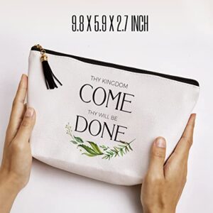 Christian Gifts for Women Religious Gifts Inspirational Bible Verse Scripture Christian Graduation Gifts for Her Bestie Birthday Thy Kingdom Come Thy Will Be Done Makeup Bag Travel Toiletries Bags