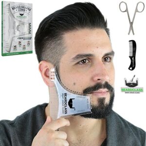 beardclass beard shaping tool – 8 in 1 comb multi-liner beard shaper template comb kit transparent – works with any beard razor electric trimmers or clippers (clear)