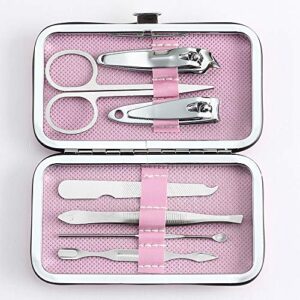 YWQ 3 Pack 7Pcs Manicure Set,Cute and Surprisingly Sturdy Stainless Steel Nail Clipper Set with case, Great Gifts Personal Pedicure Kit for Women Men Girls Travel, Pink Blue Green