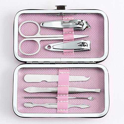 YWQ 3 Pack 7Pcs Manicure Set,Cute and Surprisingly Sturdy Stainless Steel Nail Clipper Set with case, Great Gifts Personal Pedicure Kit for Women Men Girls Travel, Pink Blue Green