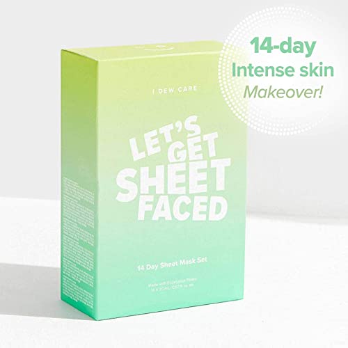 I DEW CARE Let’s Get Sheet Faced Face Sheet Mask Pack + Mini Meow Trio Peel Off Face Mask Set: Hydrating Mask, Illuminating Mask, Exfoliating Mask Bundle