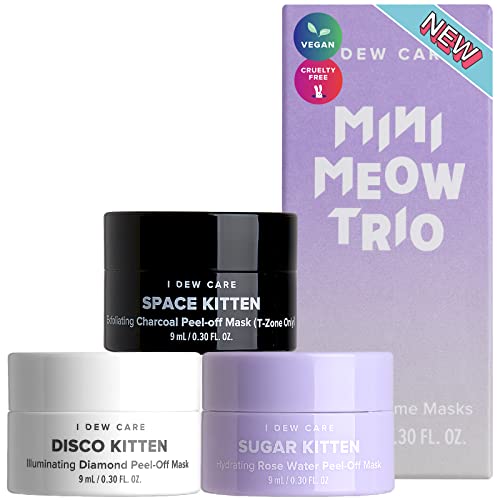 I DEW CARE Let’s Get Sheet Faced Face Sheet Mask Pack + Mini Meow Trio Peel Off Face Mask Set: Hydrating Mask, Illuminating Mask, Exfoliating Mask Bundle