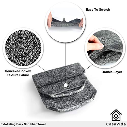 Back Scrubber for Shower Towel - Back Scrubber Shower Cloth Nylon Japanese Stretchable Bath Exfoliating Towel Body Shower Wash Rear Scrub Wash Scrubbers Back Scrub Washcloth 2 Pack by CasaVida