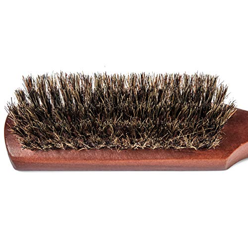 GranNaturals Mens Hair Brush - Soft Boar Bristle - 100% Natural Brown Wooden Club Style Brush for Men - Styling Beard Hairbrush for Fine or Thin Hair