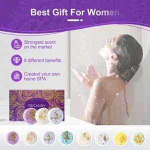 Aromatherapy Shower Steamers Christmas Gifts Set Lavender - Swcandy 8 Pcs Bath Bombs Gifts for Women, Shower Bombs with Essential Oils Relaxation Gifts for Home SPA, Melts for Women Who Has Everything