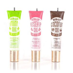 broadway vita-lip clear lip gloss (3pcs – mint & coconut & rosehip oil)