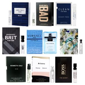 Pilestone Men's Cologne Collection Men's Designer Fragrance Sample Pack: 1 mini Drakkar Essence + 9 Different Cologne Vials