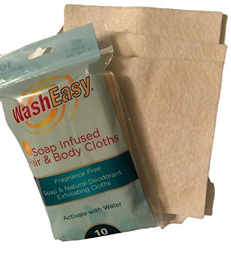 WASHEASY No Scent Hunting Wipes Soap Infused Hair and Body Cloths 10 pack Sheet Camping RV College Home Hunting Anywhere Use