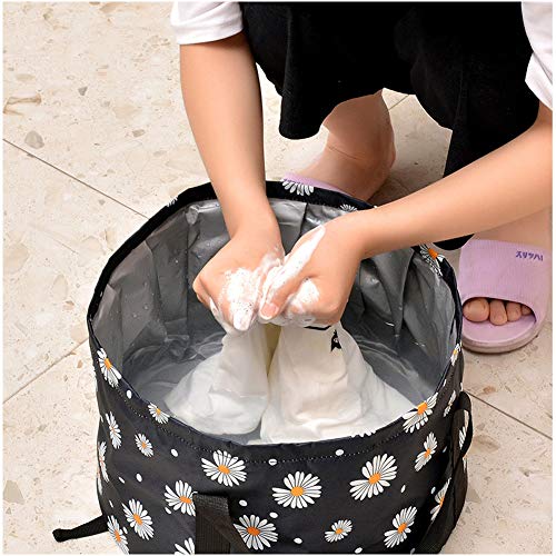 Collapsible Foot Bath Basin, Seneme Portable Travel Foot Tub for Soaking Feet Multifunctional Waterproof Foot Soaker Collapsible Bucket for Camping Washing Vegetables and Fruits (18 L/Black)