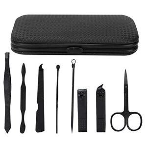 8pcs manicure set, stainless steel material high hardness mens grooming kit, eyebrow scissors nail clipper acne needle pedicure kit, for trim nail edge