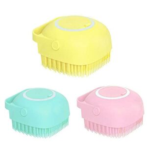 INGVY Dry Brushing Body Brush 2-in-1 Soft Silicone Bath Brush Body Exfoliator Massage Cleaner Comb Dispenser Scrubber Distributes Soap (Size : Yellow)