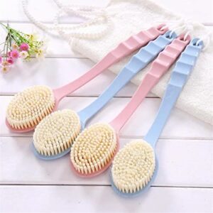 ingvy dry brushing body brush long handle bath brush soft bath brush shower exfoliating exfoliating skin massage brush cleaning bathroom accessories (color : pink)