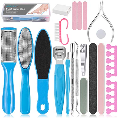 EAONE Professional Pedicure Tools Set, 20 in 1 Foot Files Callus Remover for Feet, Stainless Steel Foot Scrubber Rasp Heel Dead Skin Removal Pedicure Kit for Women and Men Foot Care at Home and Salon