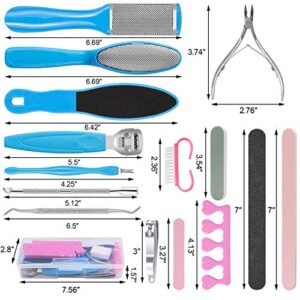 EAONE Professional Pedicure Tools Set, 20 in 1 Foot Files Callus Remover for Feet, Stainless Steel Foot Scrubber Rasp Heel Dead Skin Removal Pedicure Kit for Women and Men Foot Care at Home and Salon