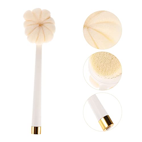 INGVY Dry Brushing Body Brush Brush Body Bath Shower Scrubber Sponge Forhandle Exfoliating Loofah Stick Cleaner Skinbrushes Showering (Color : White)