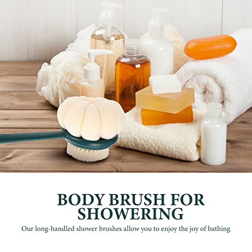 INGVY Dry Brushing Body Brush Brush Body Bath Shower Scrubber Sponge Forhandle Exfoliating Loofah Stick Cleaner Skinbrushes Showering (Color : White)