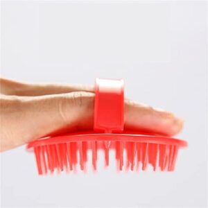 INGVY Dry Brushing Body Brush Silicone Head Body Scalp Massage Brush Comb Shampoo Hair Washing Comb Shower Brush Bath Spa Anti-Dandruff Shampoo (Color : Red)