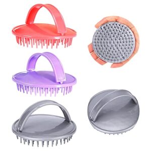 INGVY Dry Brushing Body Brush Silicone Head Body Scalp Massage Brush Comb Shampoo Hair Washing Comb Shower Brush Bath Spa Anti-Dandruff Shampoo (Color : Red)