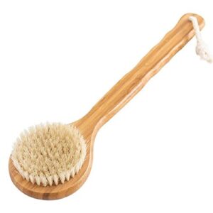 ingvy dry brushing body brush natural wooden long handle bathing bristle brush body and back scrubber massager shower brush skin spa for shower cleaning