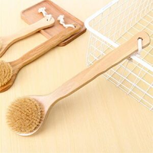 INGVY Dry Brushing Body Brush Natural Wooden Long Handle Bathing Bristle Brush Body and Back Scrubber Massager Shower Brush Skin Spa for Shower Cleaning