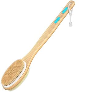 ingvy dry brushing body brush long wooden handle bath brush back body bath shower brush scrubber brushes with soft and stiff bristles exfoliating skin scrub
