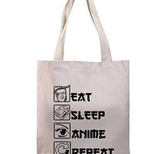 BDPWSS Anime Canvas Tote Bag Anime Lover Gift Anime Fans Bag Eat Sleep Anime Repeat Kawaii Anime Reusable Handbag (Sleep anime TG)