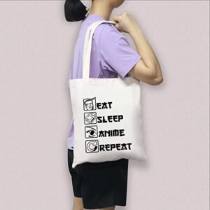 BDPWSS Anime Canvas Tote Bag Anime Lover Gift Anime Fans Bag Eat Sleep Anime Repeat Kawaii Anime Reusable Handbag (Sleep anime TG)