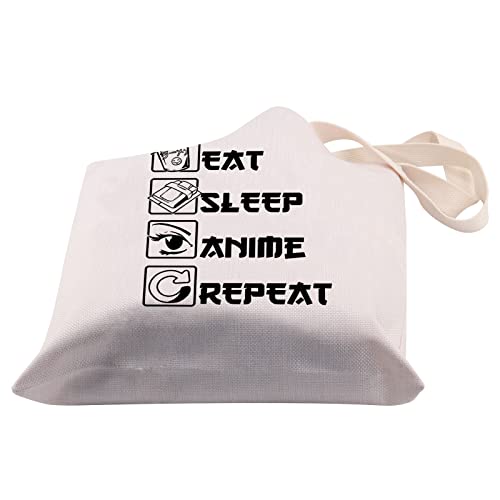 BDPWSS Anime Canvas Tote Bag Anime Lover Gift Anime Fans Bag Eat Sleep Anime Repeat Kawaii Anime Reusable Handbag (Sleep anime TG)