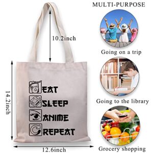 BDPWSS Anime Canvas Tote Bag Anime Lover Gift Anime Fans Bag Eat Sleep Anime Repeat Kawaii Anime Reusable Handbag (Sleep anime TG)