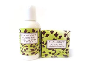 greenwich bay trading co. cucumber olive oil tea shea butter soap and lotion gift set