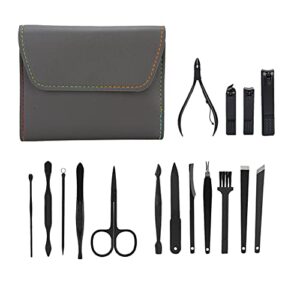 16pcs manicure set, stainless steel eco-friendly durable mens grooming kit, easy to carry nail clipper nail file ear pick eyebrow clip nail kit, for nail(grey)