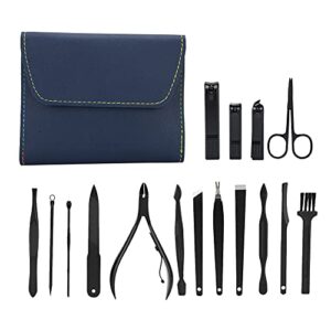 16pcs Manicure Set, Stainless Steel Eco-Friendly Durable Mens Grooming Kit, Easy to Carry Nail Clipper Nail File Ear Pick Eyebrow Clip Nail Kit, for Nail(Grey)