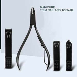 16pcs Manicure Set, Stainless Steel Eco-Friendly Durable Mens Grooming Kit, Easy to Carry Nail Clipper Nail File Ear Pick Eyebrow Clip Nail Kit, for Nail(Grey)